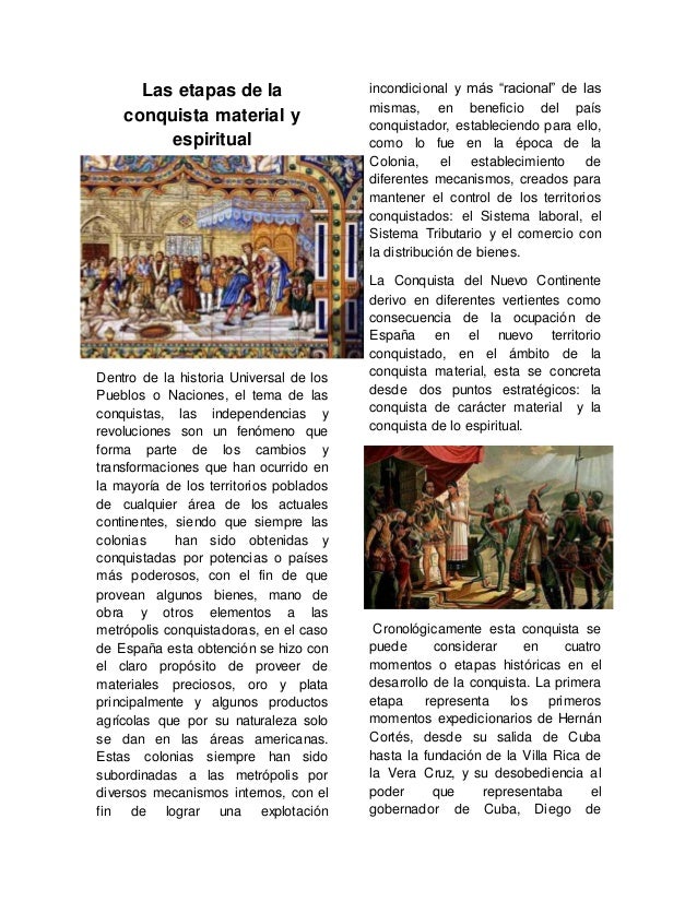 Etapas De La Conquista Material Y Espiritual Acerca de