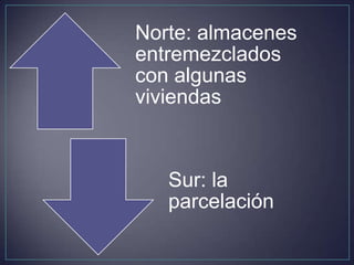 Norte: almacenes
entremezclados
con algunas
viviendas



   Sur: la
   parcelación
 