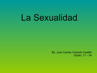 La Sexualidad . By: Juan Camilo Caicedo Castillo Grado: 11 – 04 