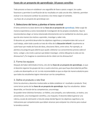 Las fases de un proyecto de aprendizaje | PDF