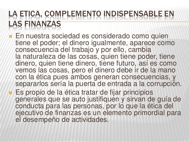 La Etica En Las Finanzas Ensayo