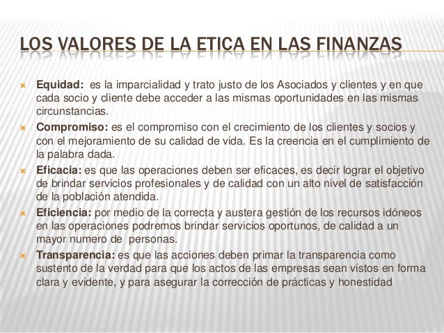 Las finanzas y la relacion con la etica