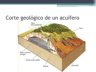 Corte geológico de un acuífero
 