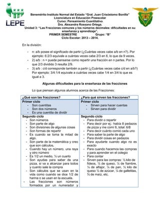 Las Fracciones Comunes Y Los Numeros Decimales Investgacion