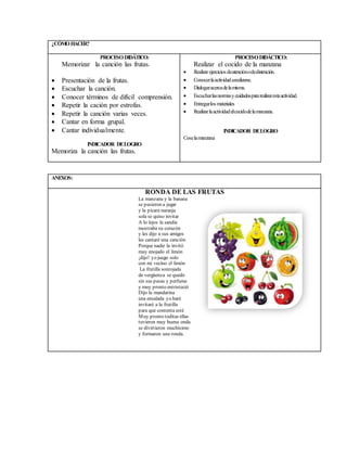 Estrofa Fruta Las frutas | DOCX