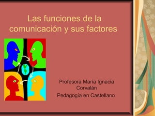 Las funciones de la
comunicación y sus factores
Profesora María Ignacia
Corvalán
Pedagogía en Castellano
 