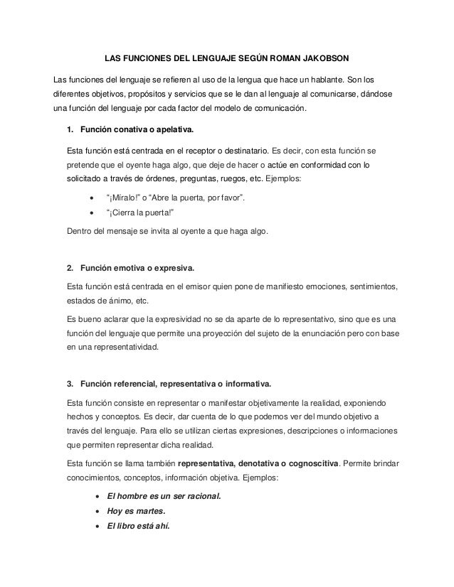 Las funciones del lenguaje segun Jakobson
