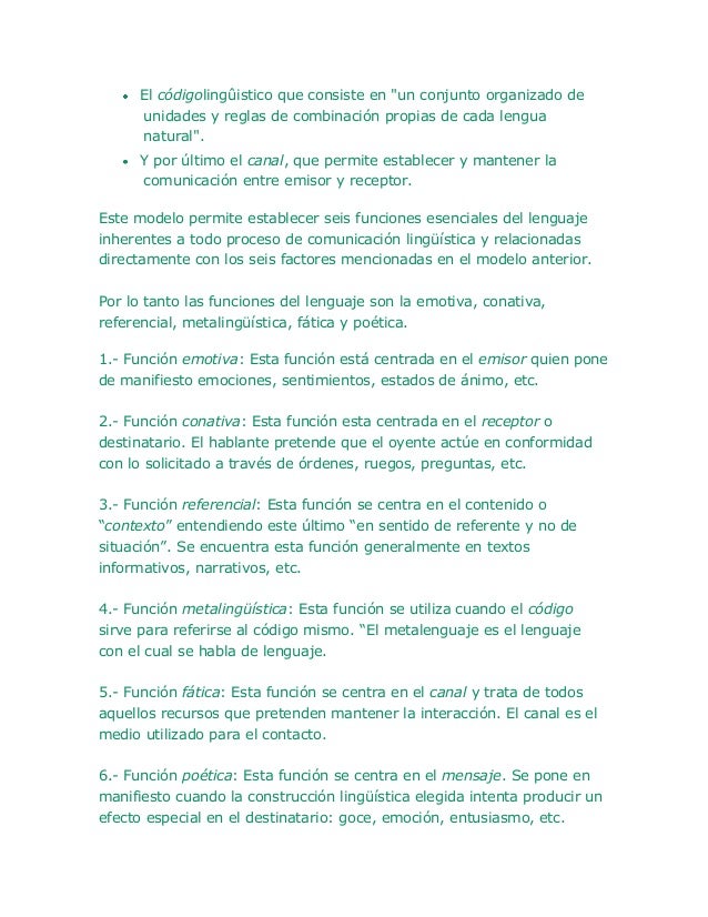 Las funciones del lenguaje según roman jakobson uno