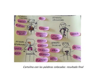 Cartulina con las palabras colocadas: resultado final
 