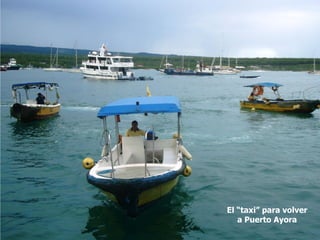El “taxi” para volver
   a Puerto Ayora
 