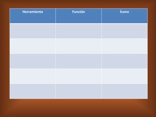 Herramienta   Función   Ícono
 