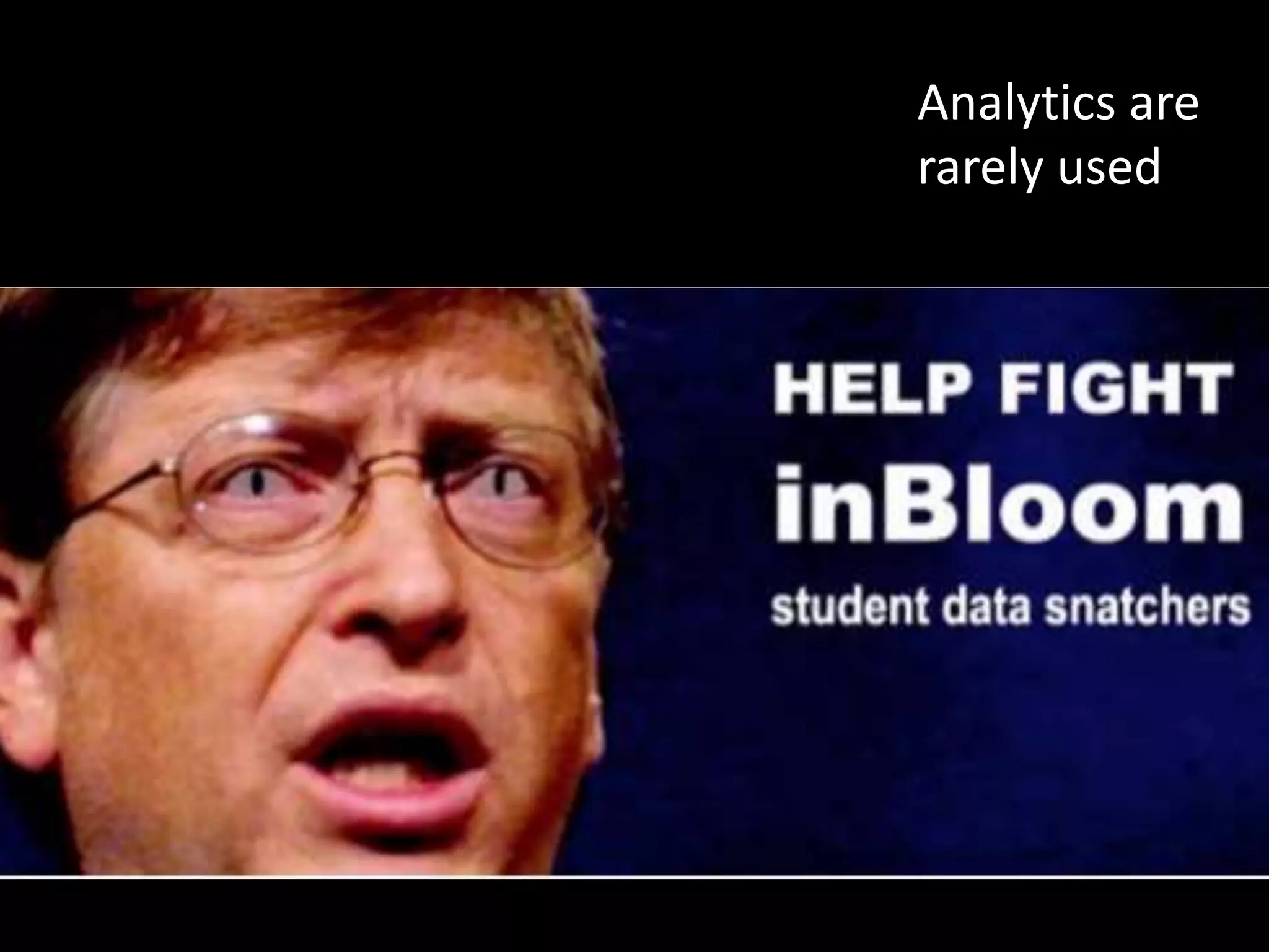 Analytics are
rarely used
 