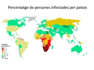 Percentatge de persones infectades per països 