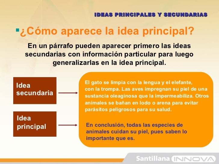 LAS IDEAS PRINCIPALES Y SECUNDARIAS