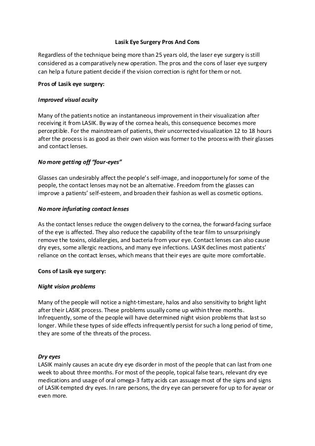 Lasik Eye Surgery Pros And Cons