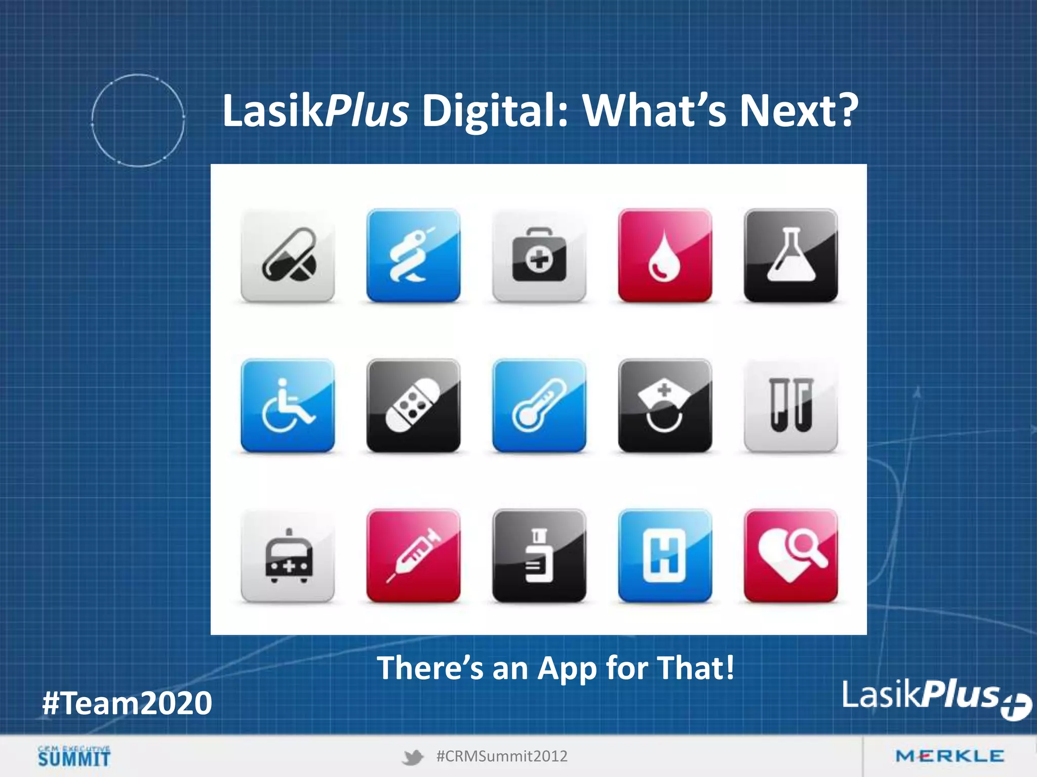 LasikPlus Digital: What’s Next?

#Team2020

There’s an App for That!
#CRMSummit2012

 