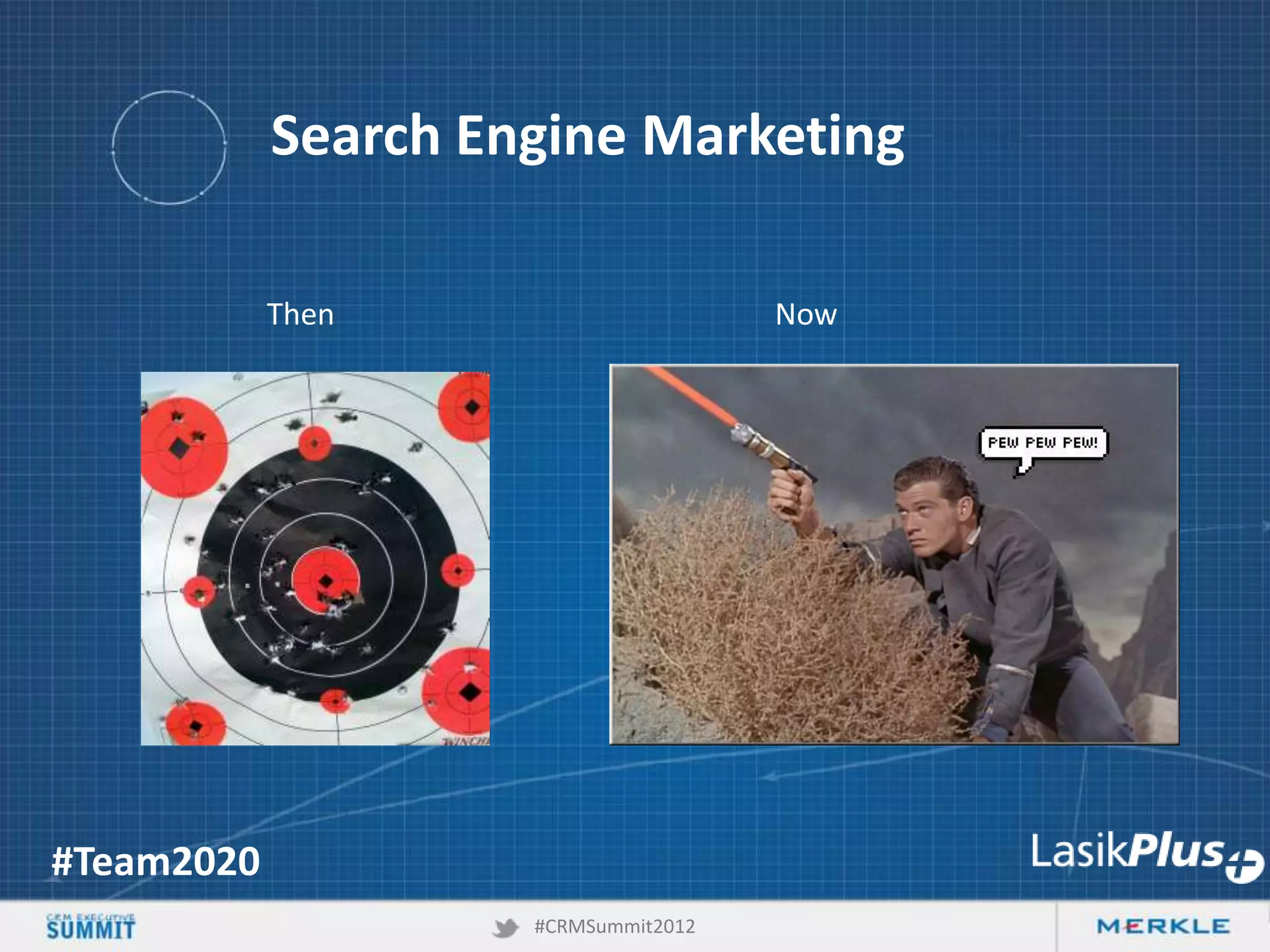 Search Engine Marketing
Then

Now

#Team2020
#CRMSummit2012

 