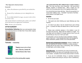 Mild Procedure Post Op Instructions Lasik post operative instructions by dr. Michael Duplessie ...