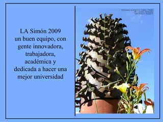 LA Simón 2009 un buen equipo, con gente innovadora, trabajadora, académica y dedicada a hacer una mejor universidad 