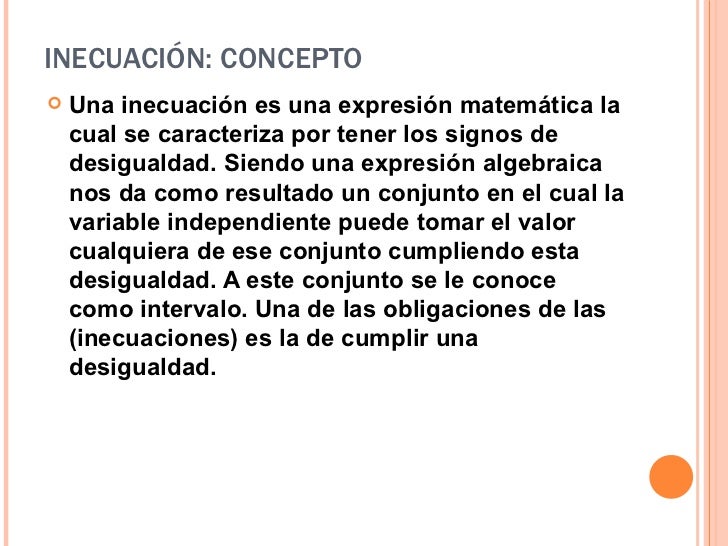 Resultado de imagen para INECUACIONES CONCEPTO