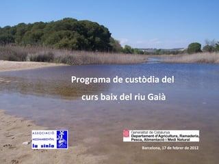 Programa de custòdia del
  curs baix del riu Gaià




                 Barcelona, 17 de febrer de 2012
 