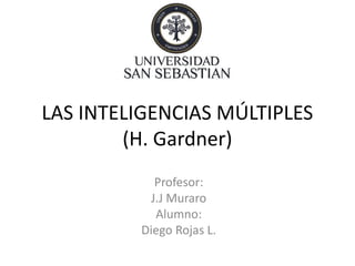 LAS INTELIGENCIAS MÚLTIPLES
(H. Gardner)
Profesor:
J.J Muraro
Alumno:
Diego Rojas L.
 