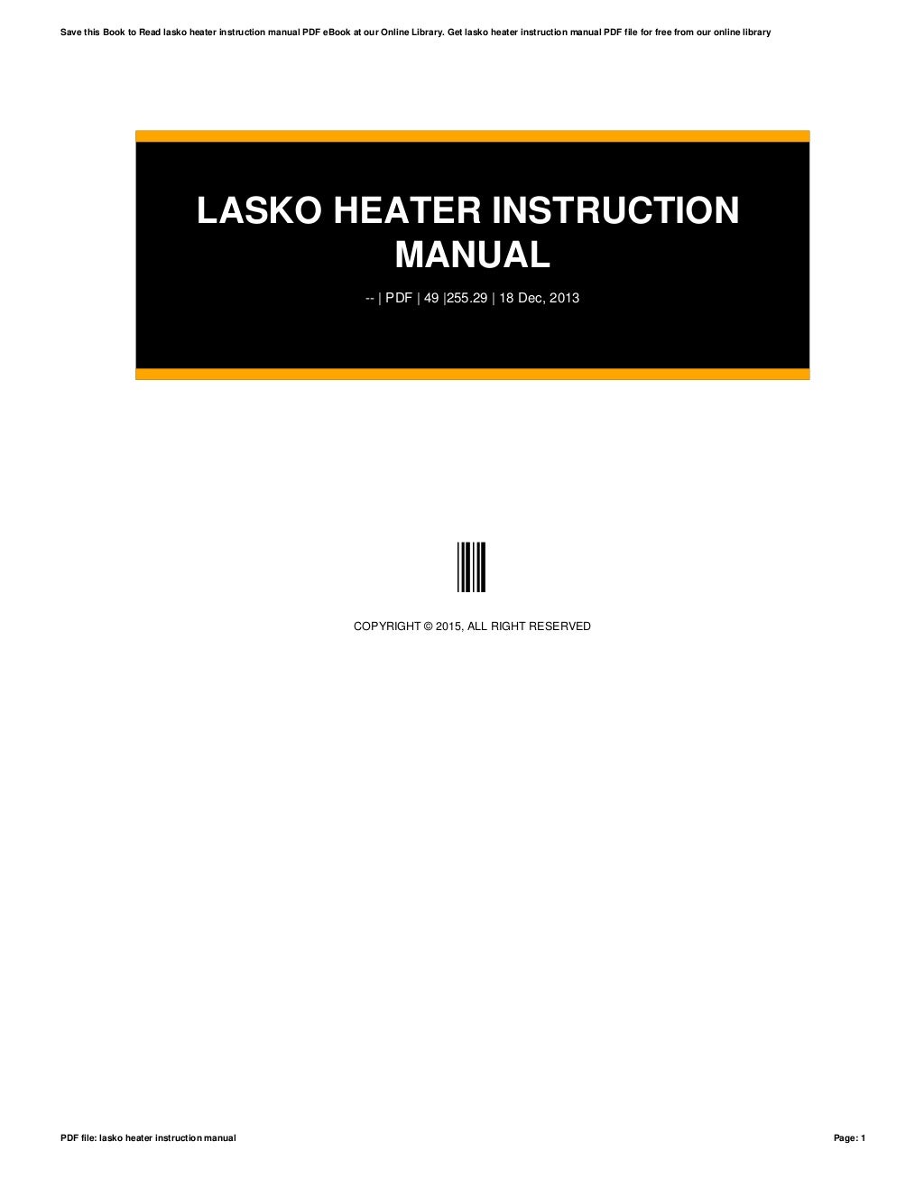 Lasko Space Heater Manual