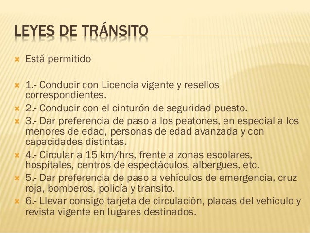 Las leyes de transito en chile