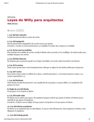 Las leyes de willy para arquitectos