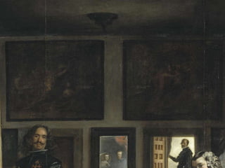 Existen detalles que te proponemos observar para que comprendas la excepcionalidad de este cuadro único. Fíjate en el perro, tan real que sólo le falta ladrar, o en la carita delicadísima de la infanta, o en el cabello de Nicolasillo, brillante y recién lavado, o en la prestancia y apostura de Velázquez con su cuidado bigote, su peinada melena y su esbeltez anatómica. O bien en los cuadros de la estancia, identificados como Minerva y Aracne (Rubens) y Apolo y Pan (Jordaens) y que vuelven a incidir en el tema de la superioridad de lo intelectual sobre lo manual. 