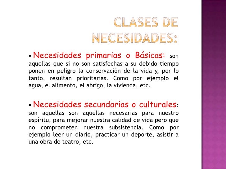 Las necesidades humanas
