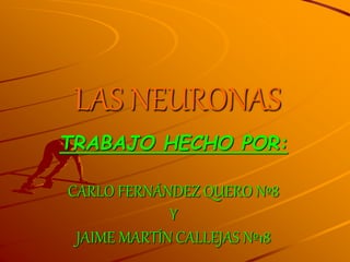 LAS NEURONAS 
TRABAJO HECHO POR: 
CARLO FERNÁNDEZ QUERO Nº8 
Y 
JAIME MARTÍN CALLEJAS Nº18 
 