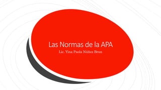 Las Normas de la APA
Lic. Yina Paola Núñez Brun
 