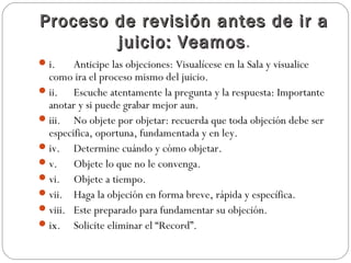 Las objeciones en un proceso judicial | PPT