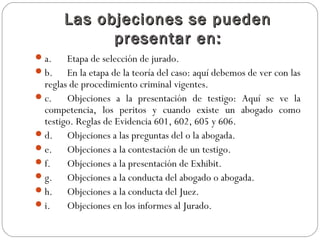 Las objeciones en un proceso judicial | PPT