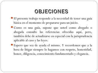 Las objeciones en un proceso judicial | PPT