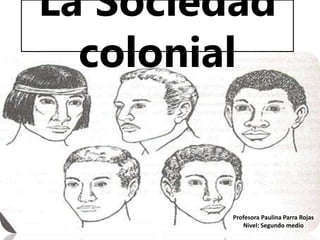 La Sociedad
colonial
Profesora Paulina Parra Rojas
Nivel: Segundo medio
 
