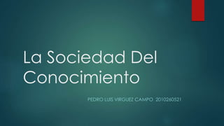 La Sociedad Del
Conocimiento
PEDRO LUIS VIRGUEZ CAMPO 2010260521

 