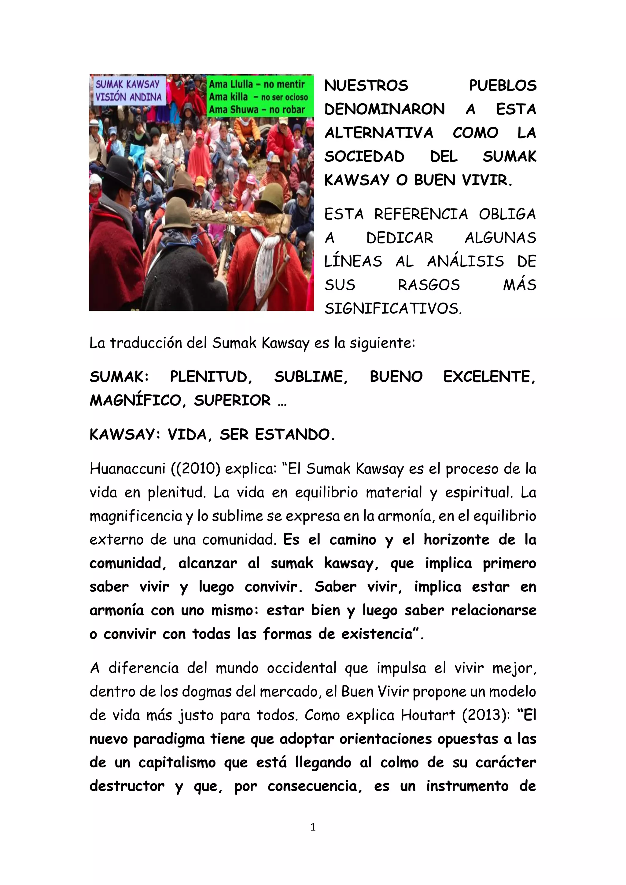 LA SOCIEDAD DEL SUMAK KAWSAY O BUEN VIVIR. PDF
