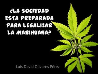 ¿LA SOCIEDAD
ESTA PREPARADA
PARA LEGALIZAR
LA MARIHUANA?

Luis David Olivares Pérez

 