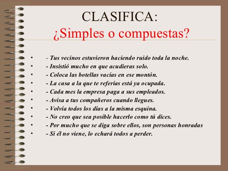 Las Oraciones Compuestas PresentacióN Tema Y Tipos