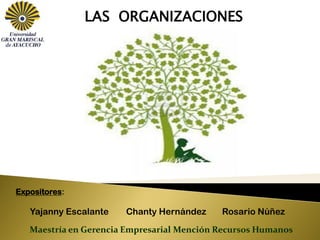 LAS ORGANIZACIONES
Expositores:
Yajanny Escalante Chanty Hernández Rosario Núñez
Maestría en Gerencia Empresarial Mención Recursos Humanos
 