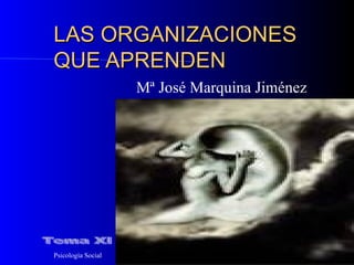 LAS ORGANIZACIONES QUE APRENDEN Mª José Marquina Jiménez Tema XI 