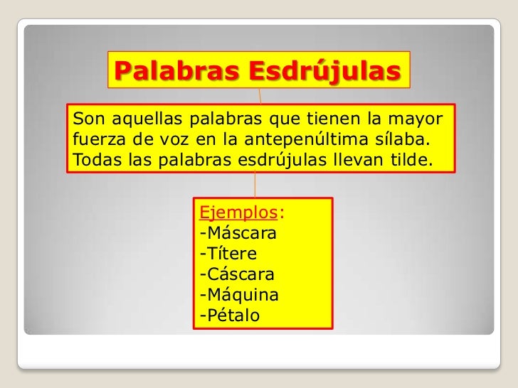 Resultado de imagen de palabras esdrújulas