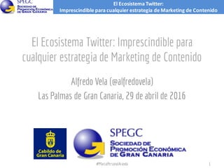 El	Ecosistema	Twitter:	
Imprescindible	para	cualquier	estrategia	de	Marketing	de	Contenido
El Ecosistema Twitter: Imprescindible para
cualquier estrategia de Marketing de Contenido
Alfredo Vela (@alfredovela)
Las Palmas de Gran Canaria, 29 de abril de 2016
#MarcaPersonalAranda 1
 
