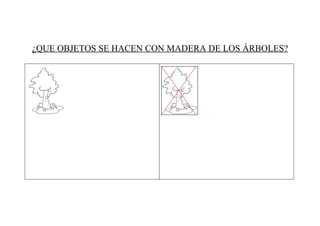 ¿QUE OBJETOS SE HACEN CON MADERA DE LOS ÁRBOLES?
 