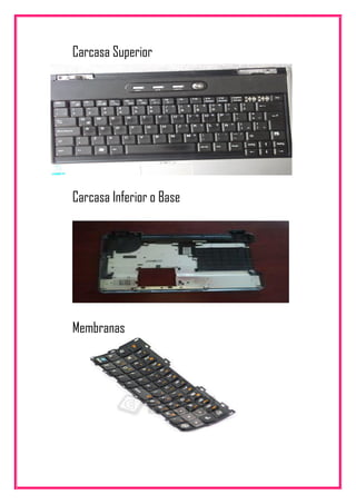 Carcasa Superior
Carcasa Inferior o Base
Membranas
 