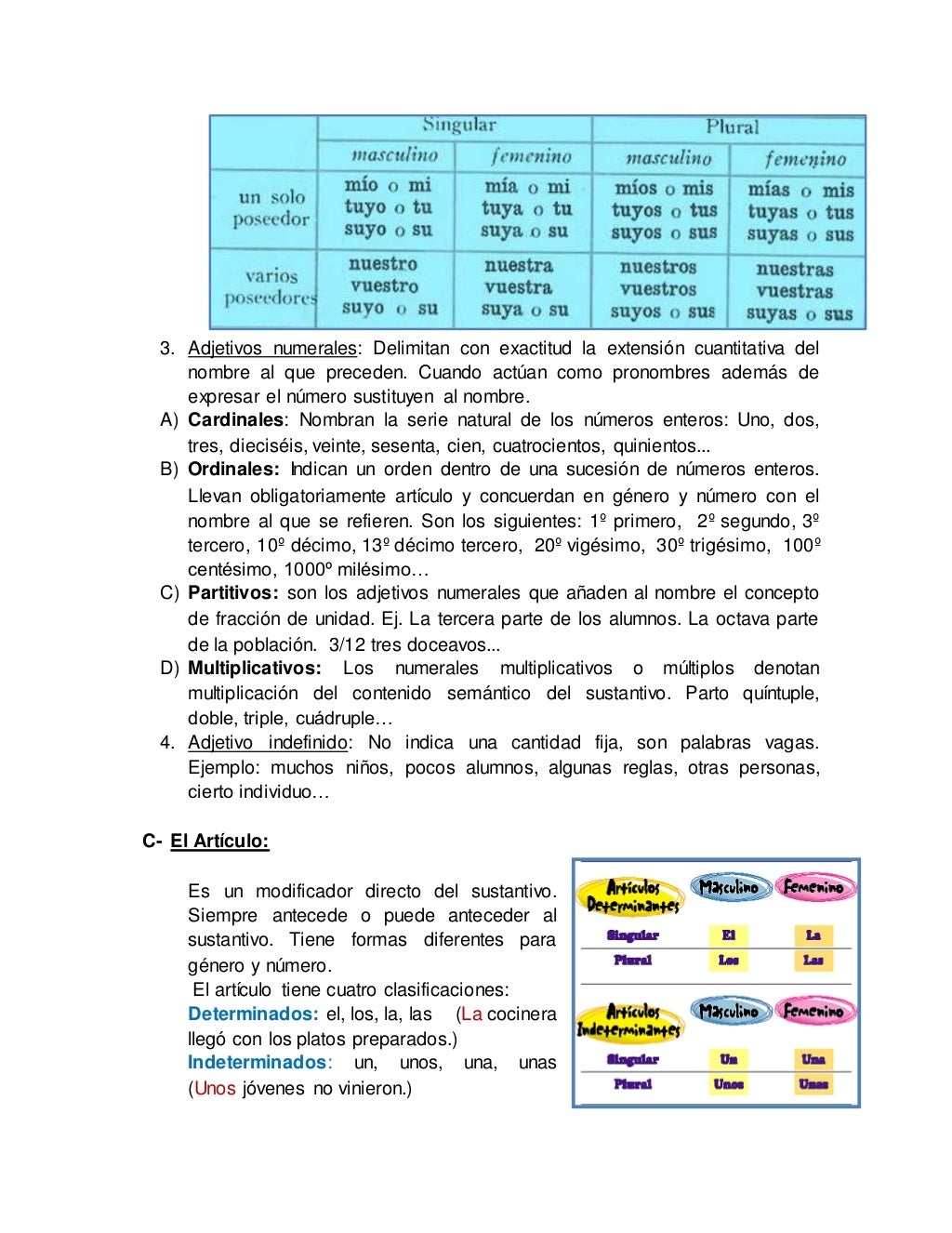 Las partes variables de la oracion