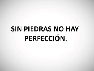 SIN PIEDRAS NO HAY
PERFECCIÓN.
 