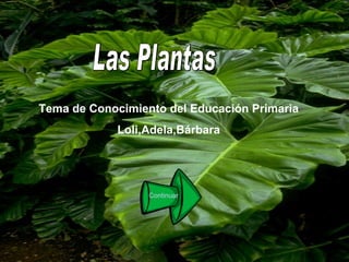 Las Plantas Tema de Conocimiento del Educación Primaria Loli,Adela,Bárbara Continuar 